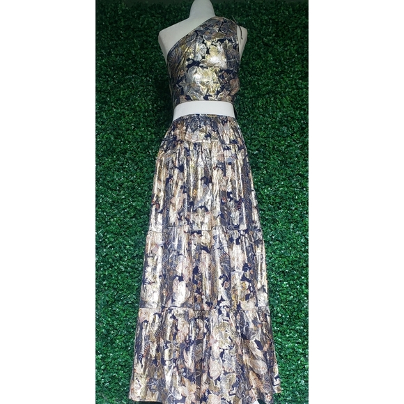 45. J.Crew Collection one-shoulder silk-Lurex® dress in lily swirl - Picture 5 of 13